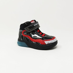 GEOX BASKET JUNIOR GRAY BOY NOIR ROUGE