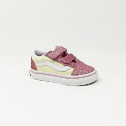 VANS TD OLD SKOOL V GLITTER JAUNE/ROSE