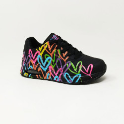 SKECHERS BASKET UNO HIGHLIGHT LOVE NOIR