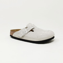 BIRKENSTOCK SABOT BOSTON SUEDE BLANC